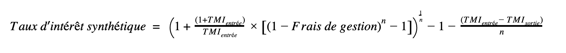 Taux d'intérêt synthétique PER